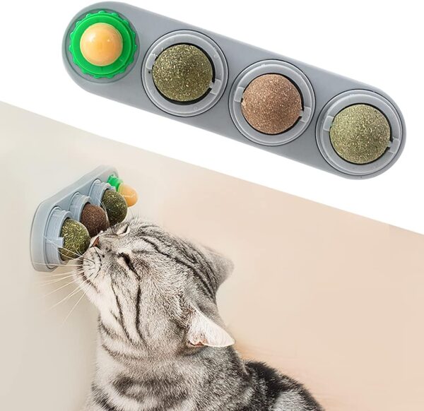 Potaroma 4 Catnip Silvervine Ball Toys, Extra Cat Energy Ball, Edible Cats Lick Kitten Chew, Teeth Cleaning Dental Wall Treats, Concentrated Flavor for All Breeds  Pet SuppliesRufus AIRufus AI - Image 8