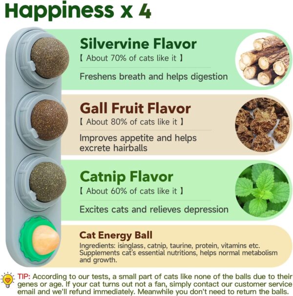Potaroma 4 Catnip Silvervine Ball Toys, Extra Cat Energy Ball, Edible Cats Lick Kitten Chew, Teeth Cleaning Dental Wall Treats, Concentrated Flavor for All Breeds  Pet SuppliesRufus AIRufus AI - Image 15